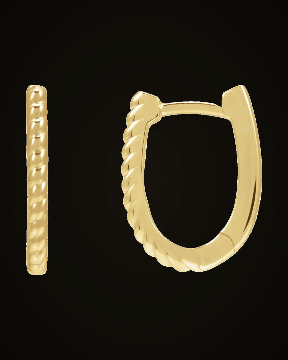 Rope Oval Hoop Earrings — 14K Yellow Gold
