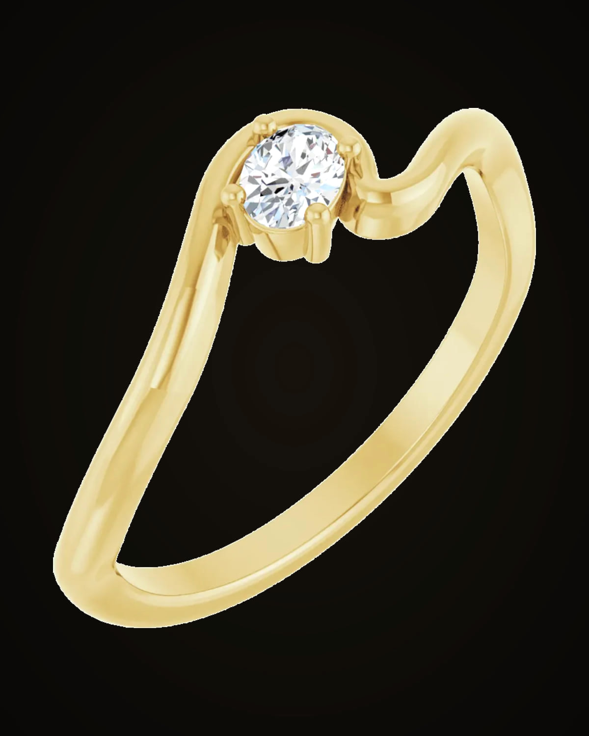 1/6 Ct Lab-Grown Diamond Freeform Solitaire Ring — 14K Yellow Gold · 5.6 x 4.6 mm · VS · F-G