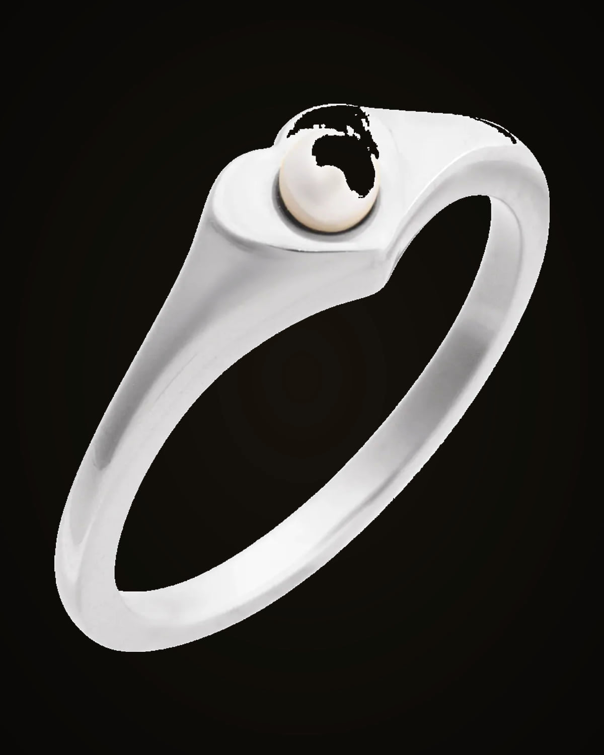 Cultured Pearl Heart Ring — Sterling Silver · 6.7 x 6 mm · 3 mm · Cultured Akoya Pearl