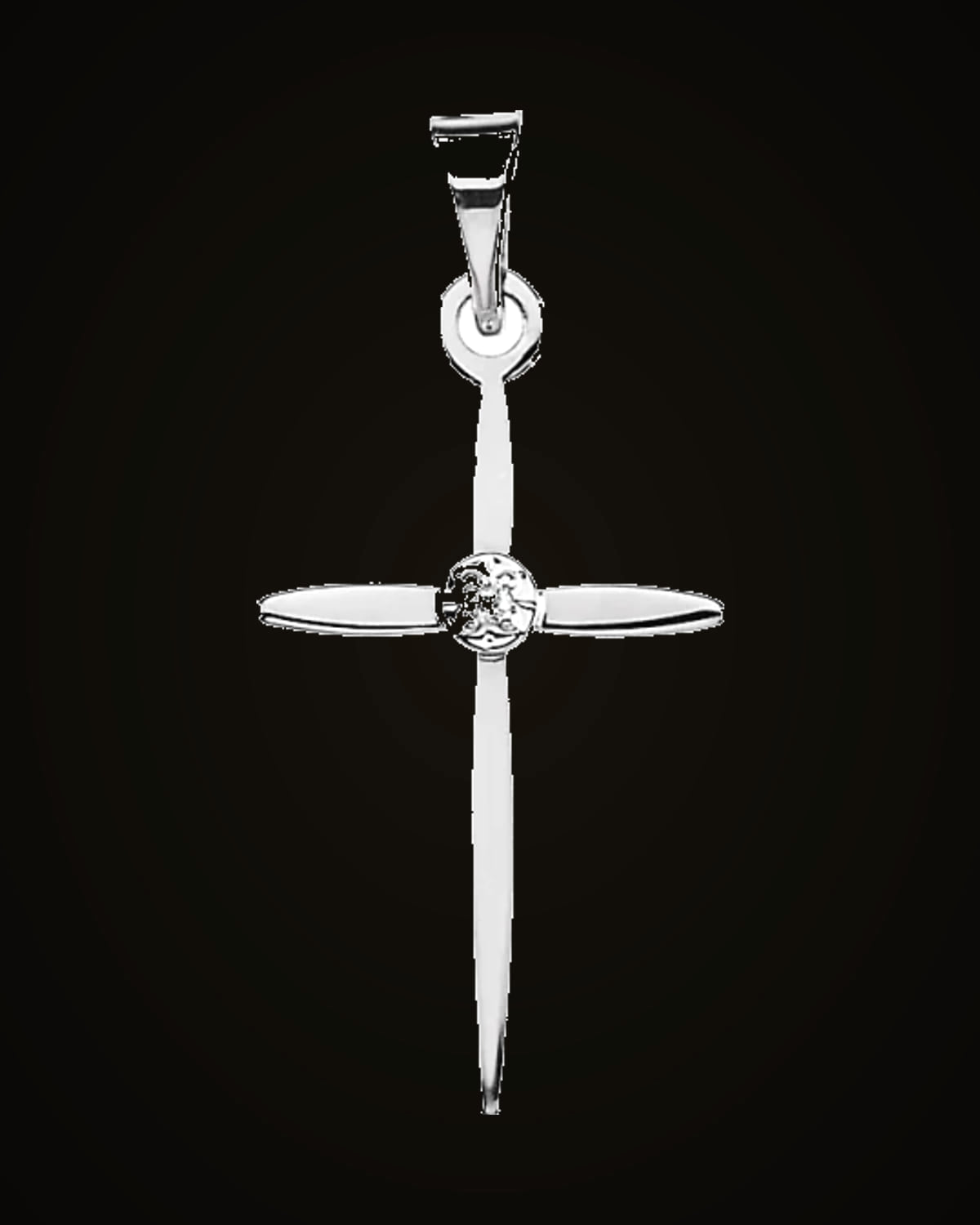 0.005 Ct Natural Diamond Cross Pendant — Rhodium-Plated on 14K White Gold · accent CT