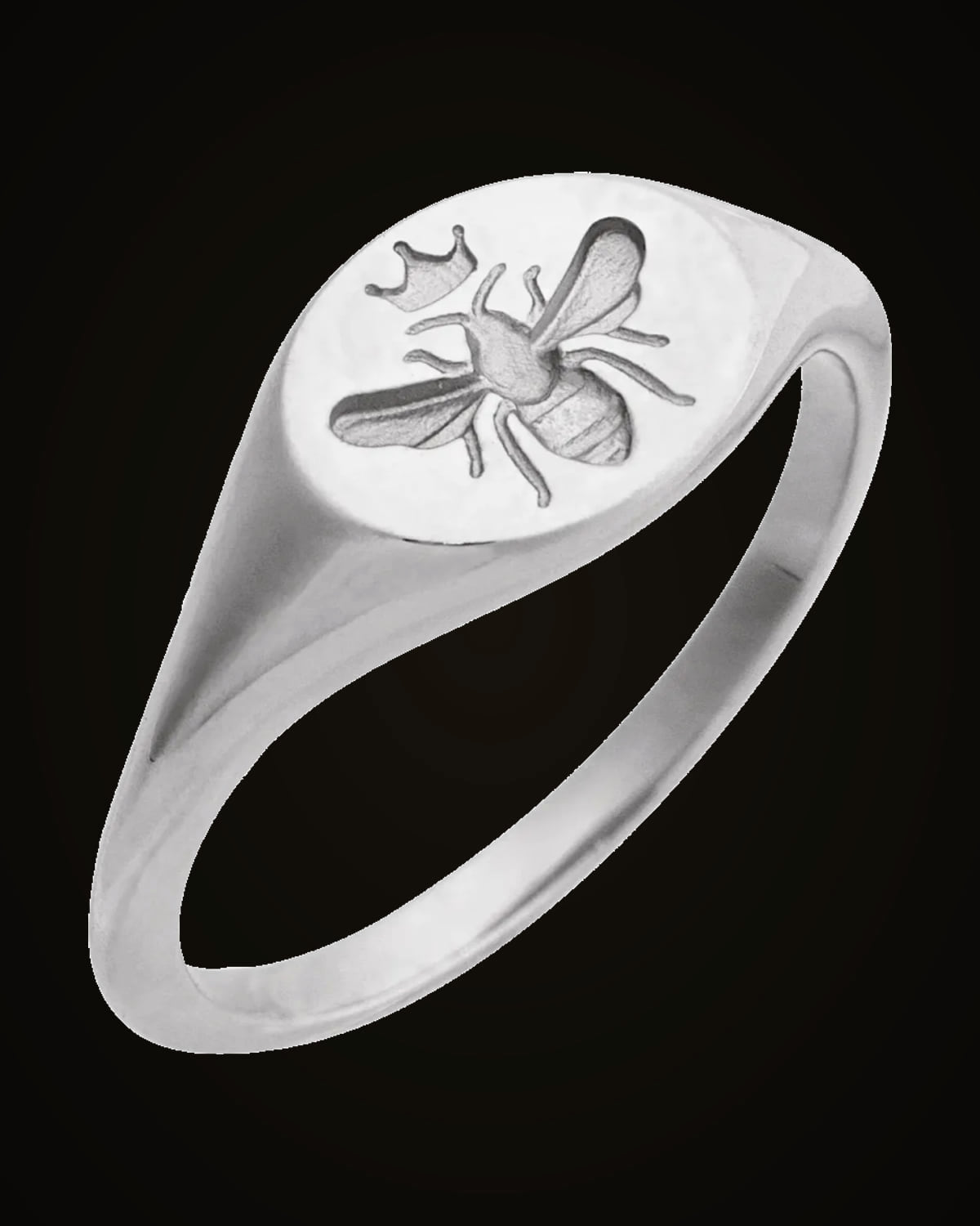 Intaglio Bee Signet Ring — Sterling Silver · 8.4 x 8.4 mm
