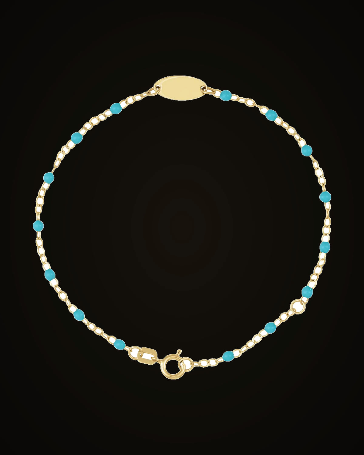Engravable Enamel Bead Bracelet — 14K Yellow Gold