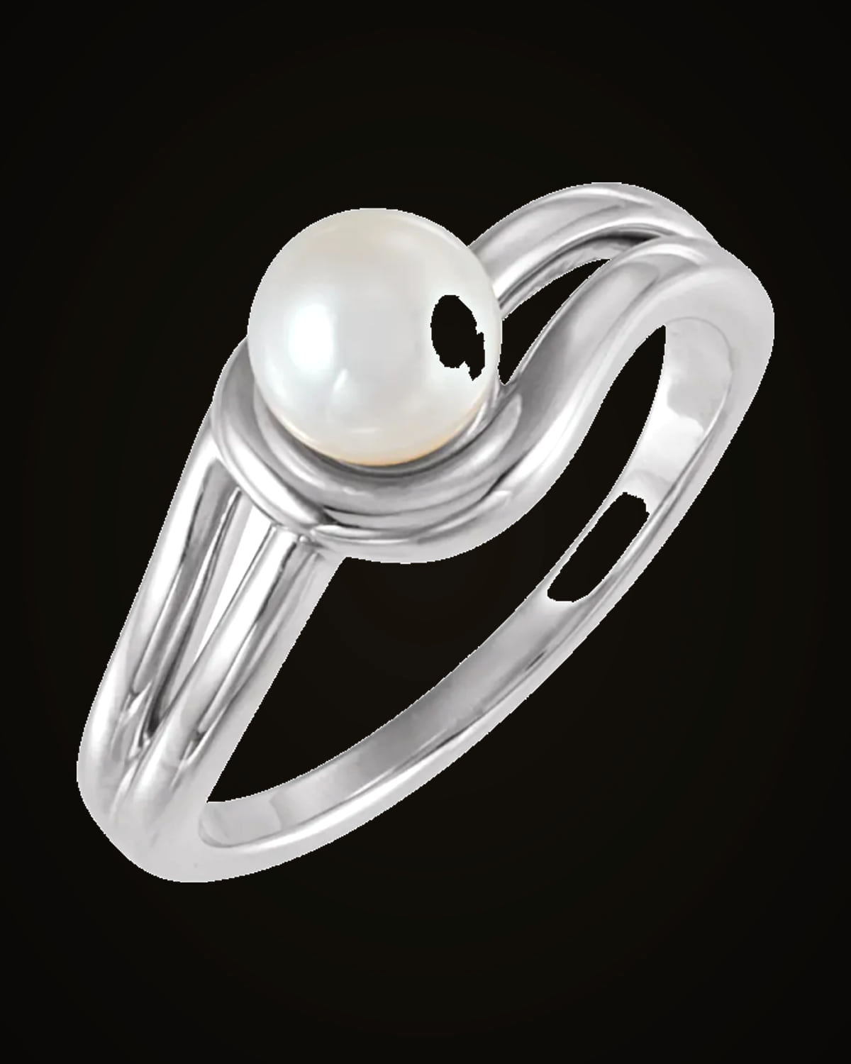 Cultured Freshwater Pearl Solitaire Ring — Sterling Silver · 7.9 x 3.9 mm · 6 mm
