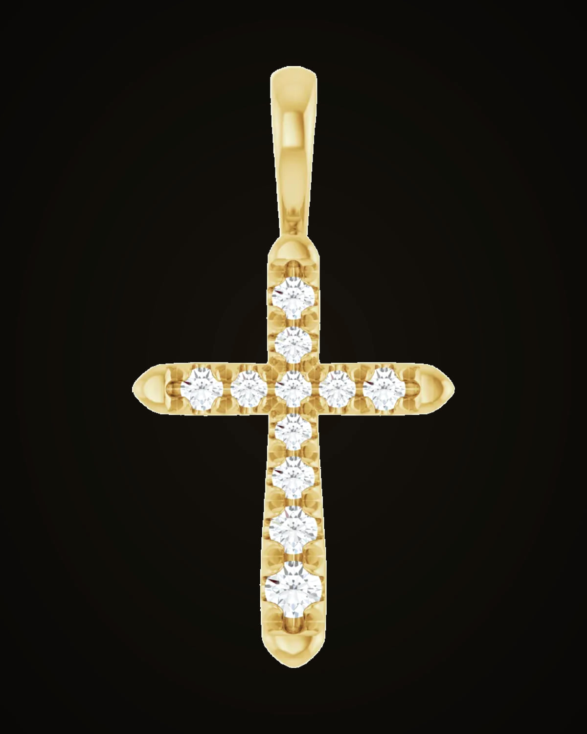 1/6 CTW Natural Diamond Cross Pendant — 14K Yellow Gold