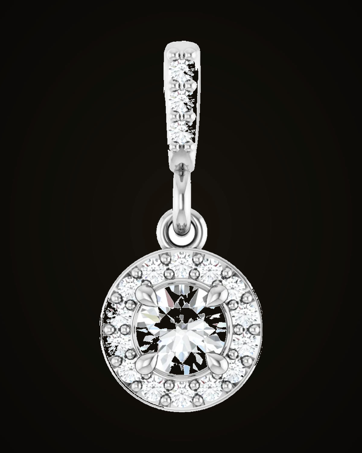 1/5 CTW Lab-Grown Diamond Halo-Style Pendant — Rhodium-Plated on 14K White Gold