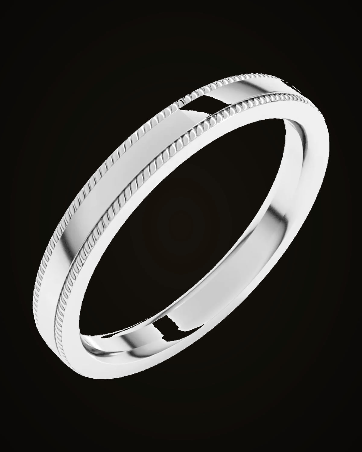 Rope Flat Comfort-Fit Band — Rhodium-Plated on 14K White Gold · 3 mm · Size 7