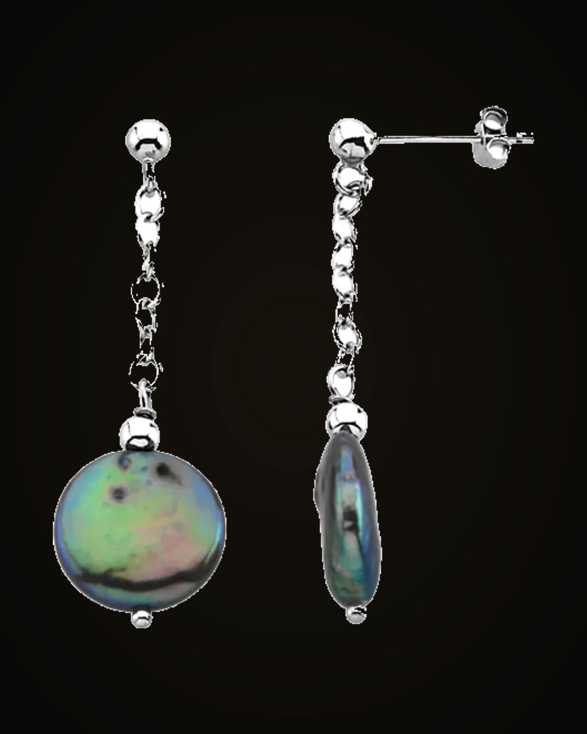 Cultured Black Freshwater Pearl Earrings — Sterling Silver