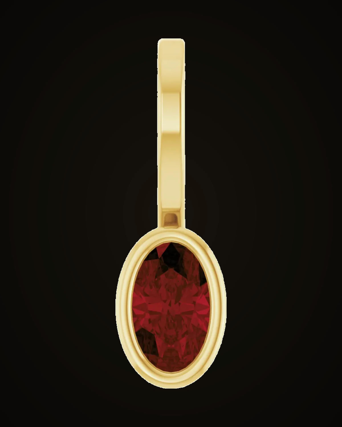 Natural Mozambique Garnet Solitaire Charm/Pendant — 14K Yellow Gold · 5 x 3 mm