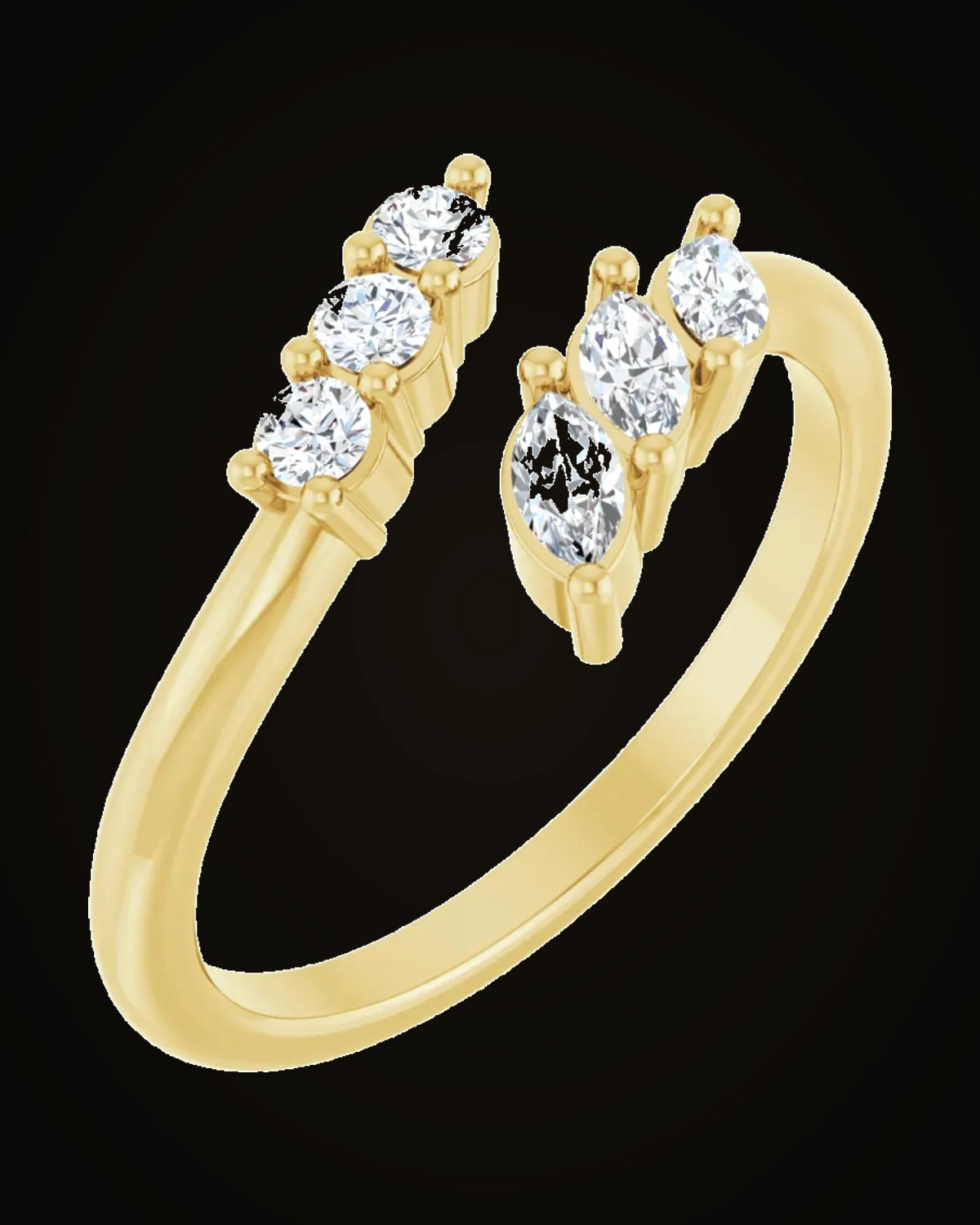 1/3 CTW Lab-Grown Diamond Multi-Shape Bypass Ring — 14K Yellow Gold · 11.8 x 9.9 mm · VS · F+ · Size 7