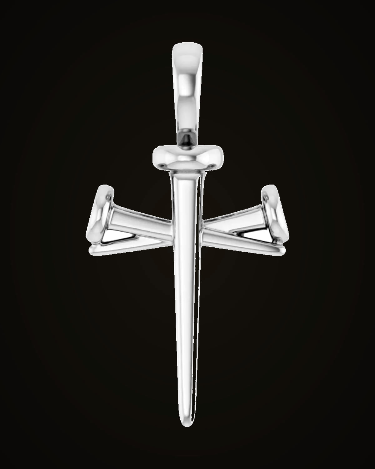 Nail Design Cross Pendant — Sterling Silver