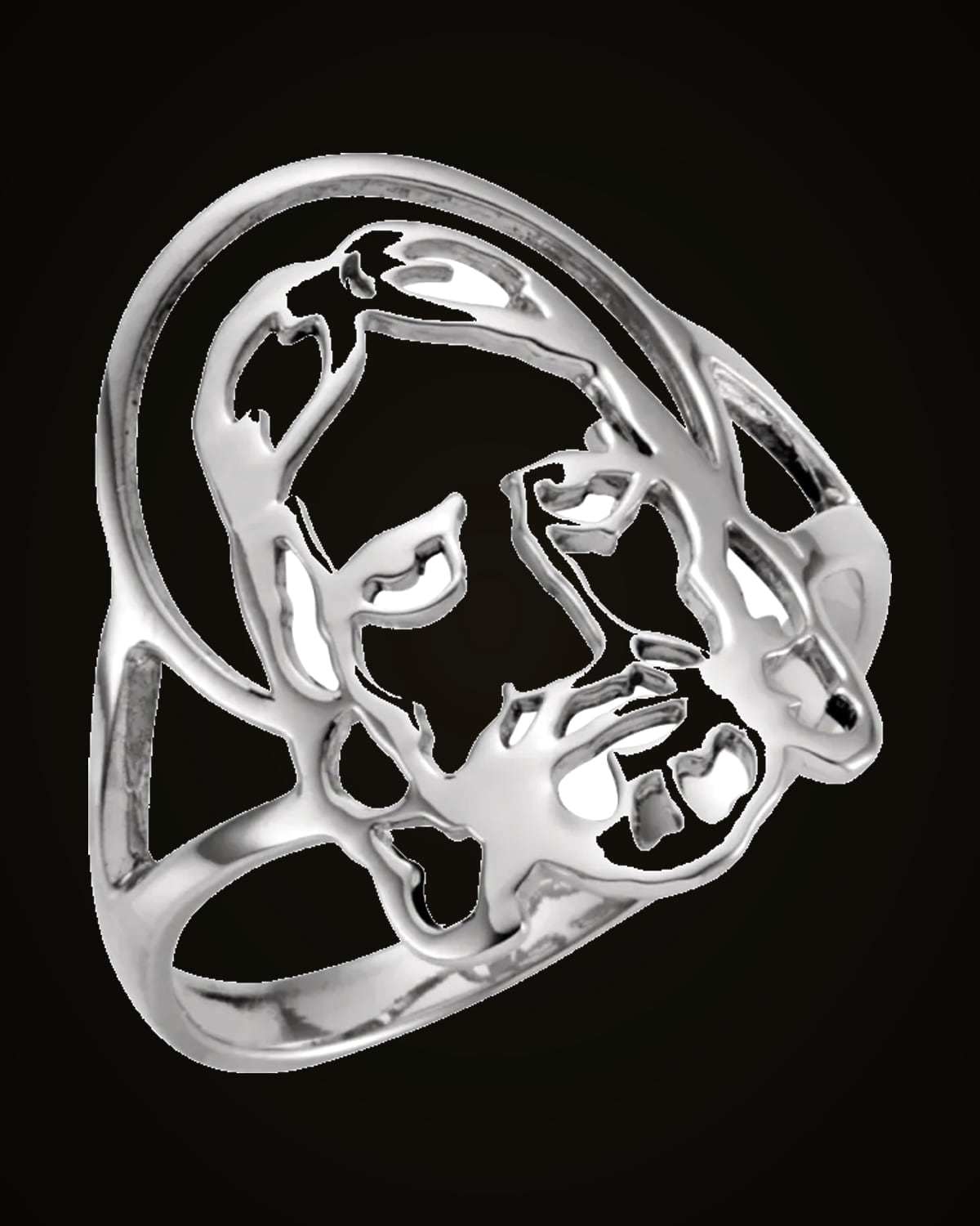 Face Of Jesus Chastity Ring — Sterling Silver · 22.4 x 14.4 mm · Size 8