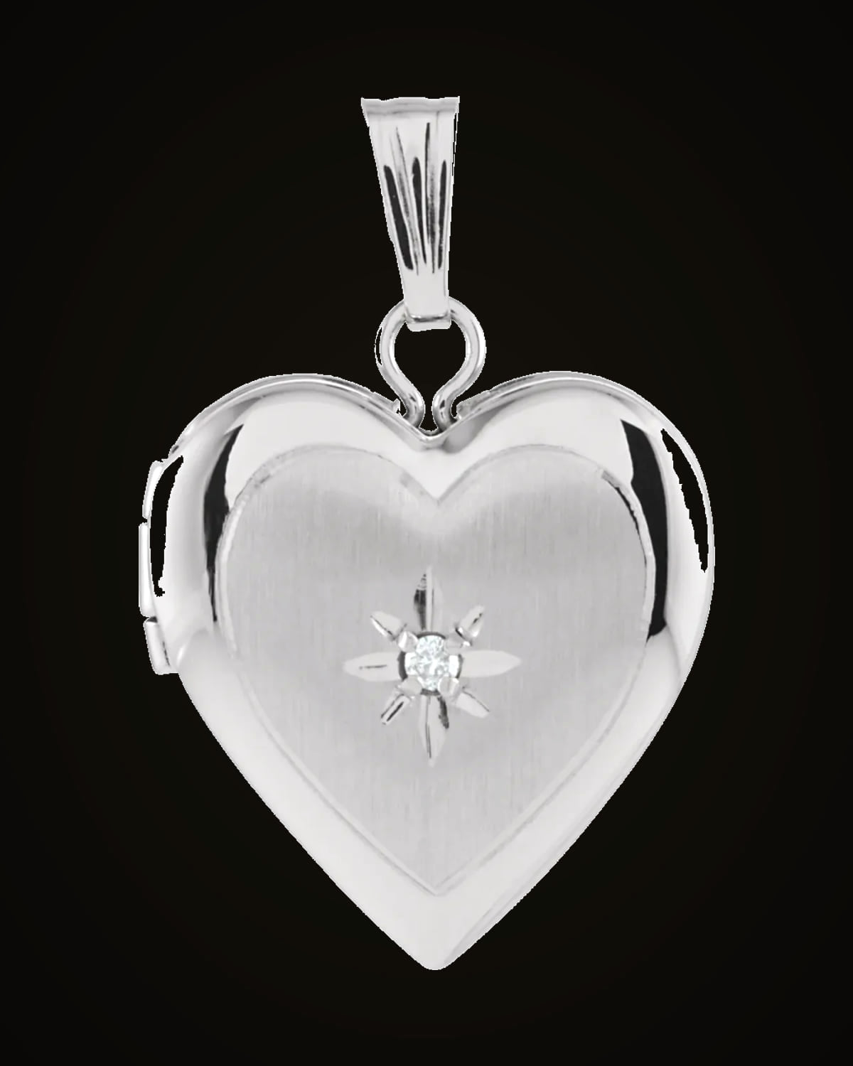 Natural Diamond Heart Locket — Rhodium-Plated on 14K White Gold · 0.01 CT