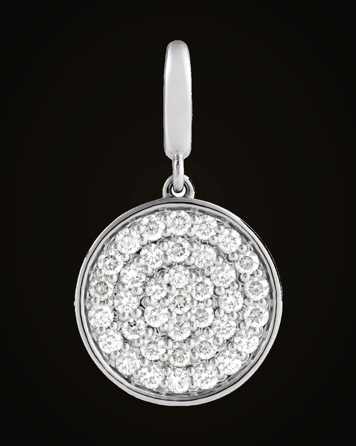 1/2 CTW Lab-Grown Diamond Pave Disc Charm/Pendant — Rhodium-Plated on Sterling Silver · VS · F+