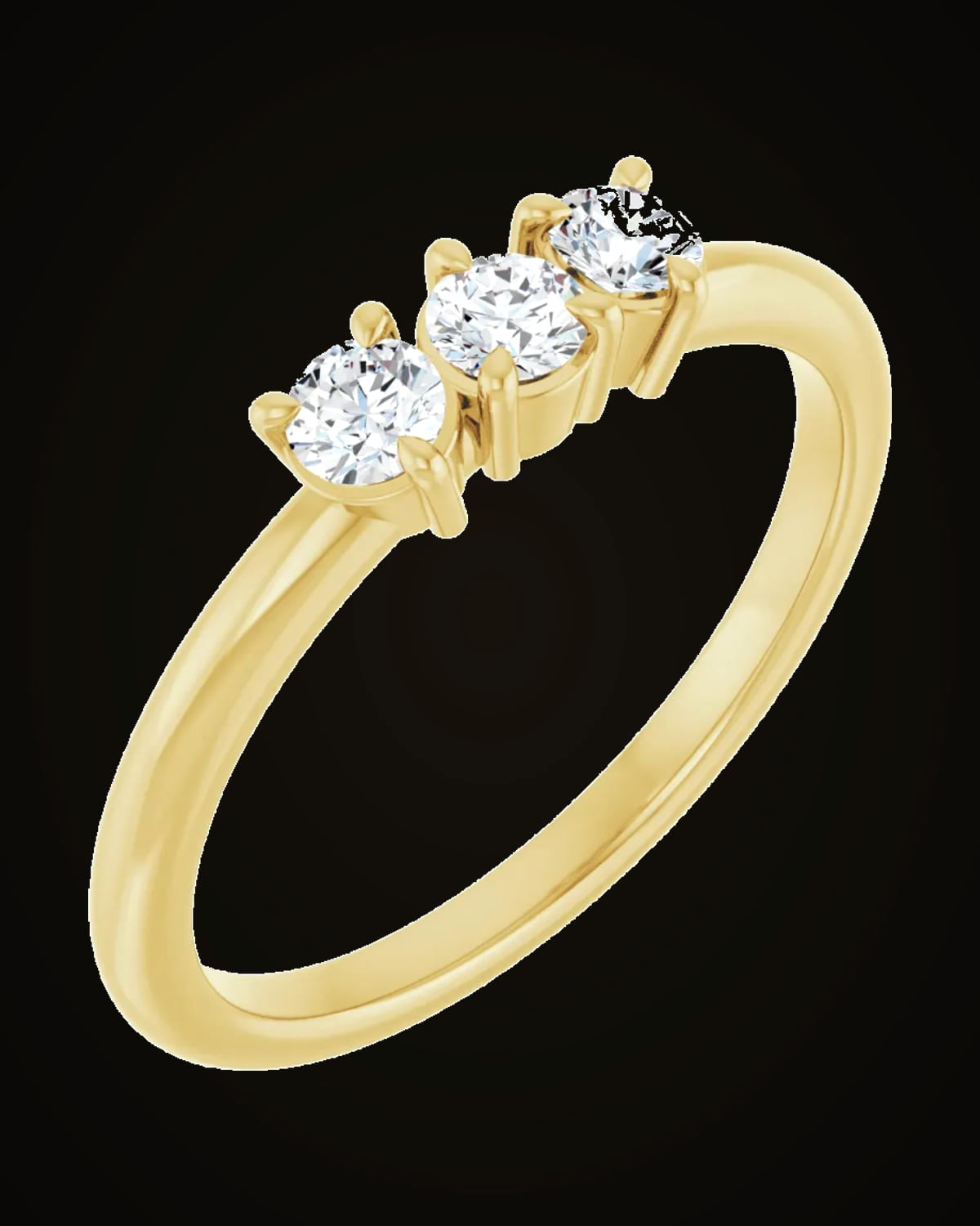 1/4 CTW Lab-Grown Diamond Three-Stone Stackable Ring — 14K Yellow Gold · 1.8 mm · SI1-SI2 · G-H