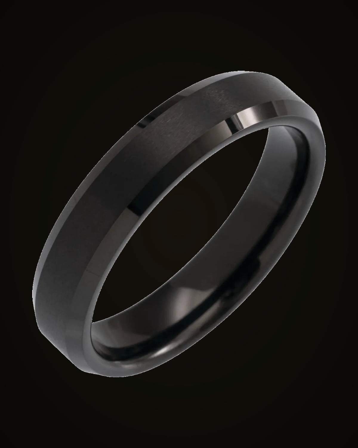 Beveled-Edge Standard-Fit Band With Black Pvd — Black PVD Tungsten · 5 mm · Size 10
