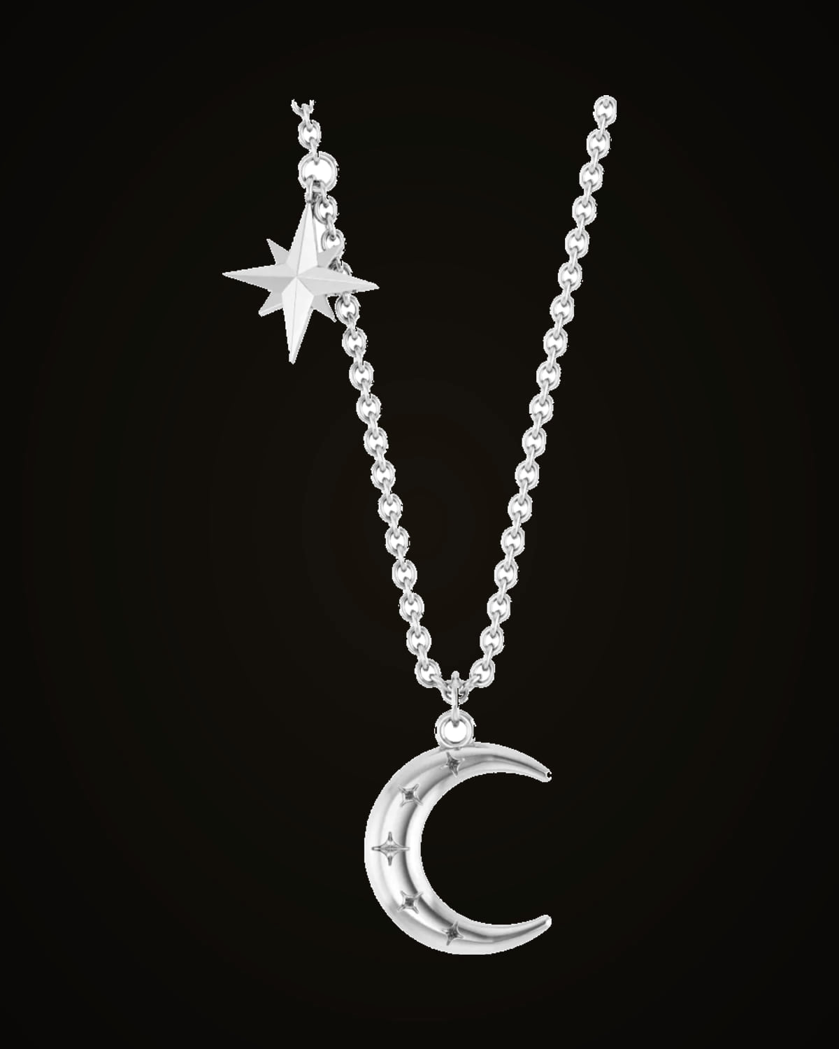 Celestial Moon And Star Necklace — Sterling Silver
