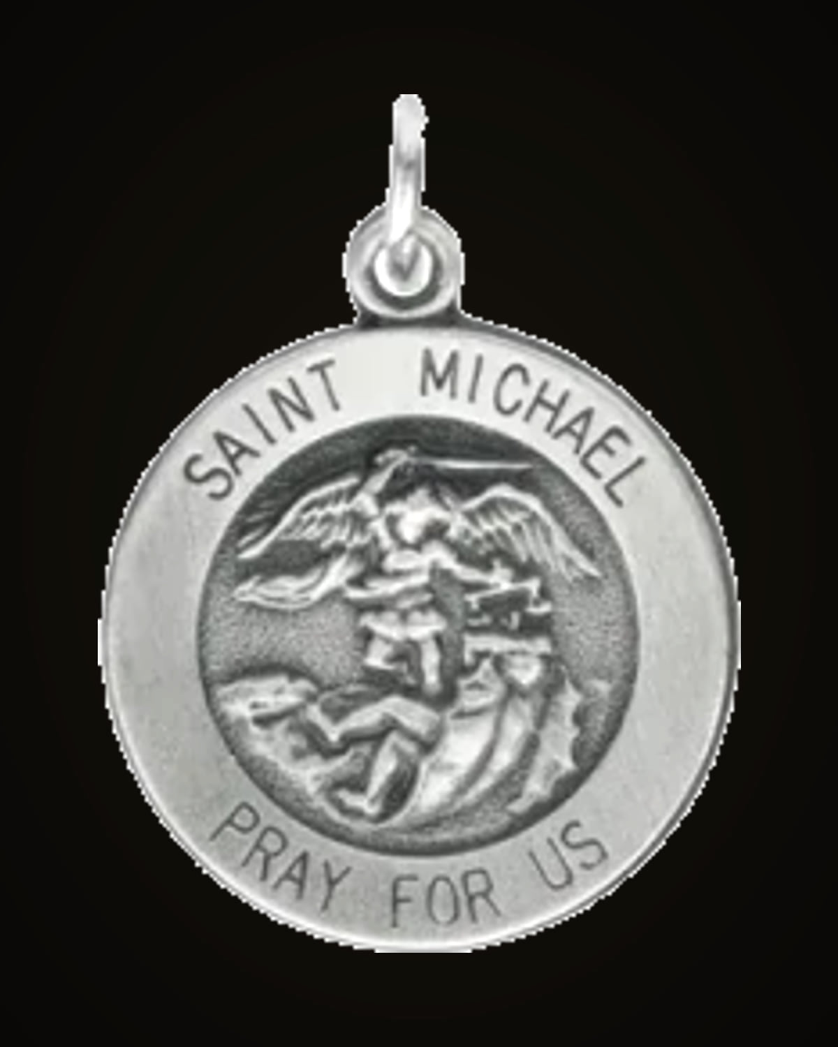 Round St. Michael Medal — Sterling Silver