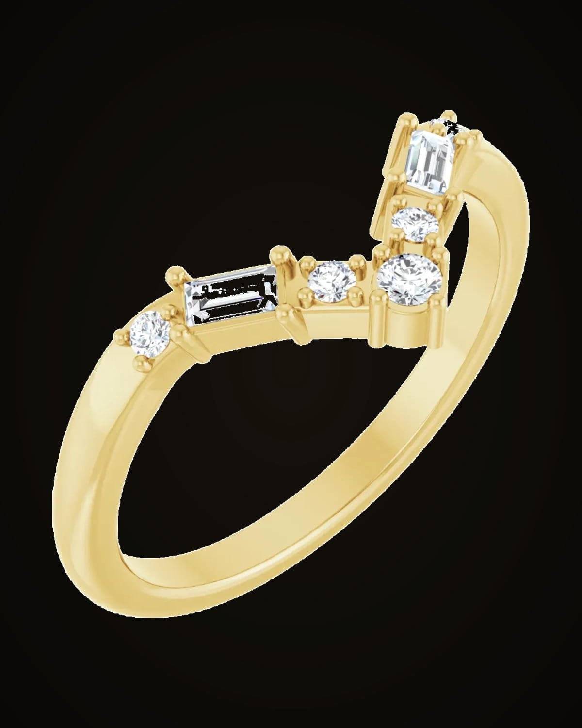 1/6 CTW Lab-Grown Diamond Contour Band — 14K Yellow Gold · 7.3 x 2.6 mm · VS · F+