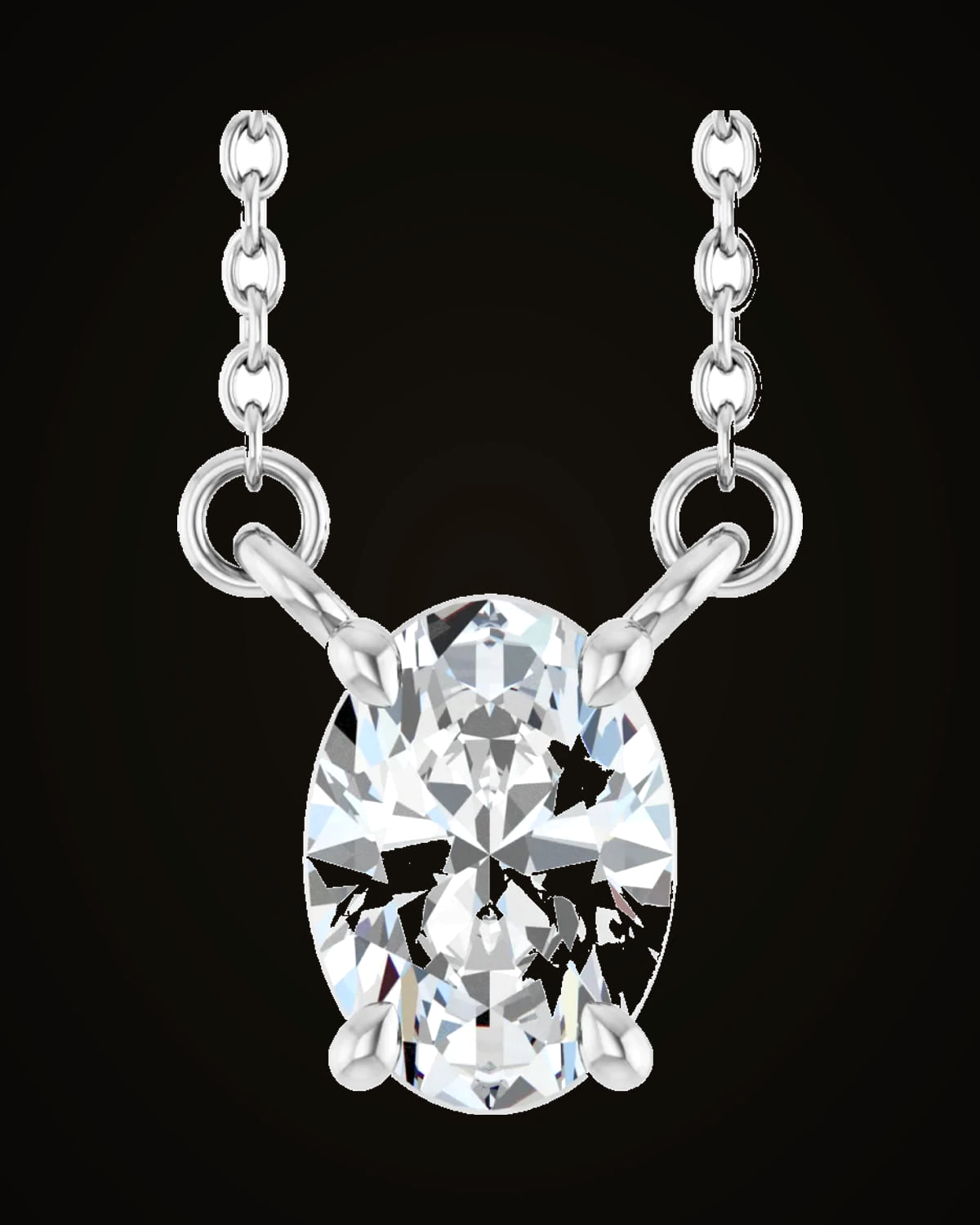 3/4 Ct Lab-Grown Diamond Necklace — Rhodium-Plated on 14K White Gold · VS · F-G
