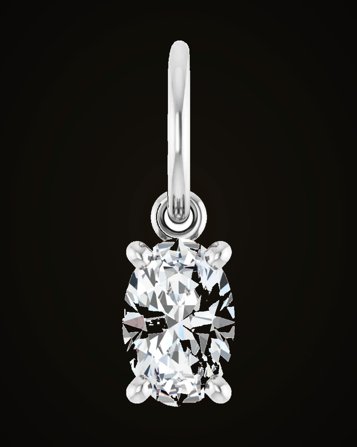 3/8 Ct Oval Lab-Grown Diamond Scroll Charm/Pendant — Rhodium-Plated on 14K White Gold