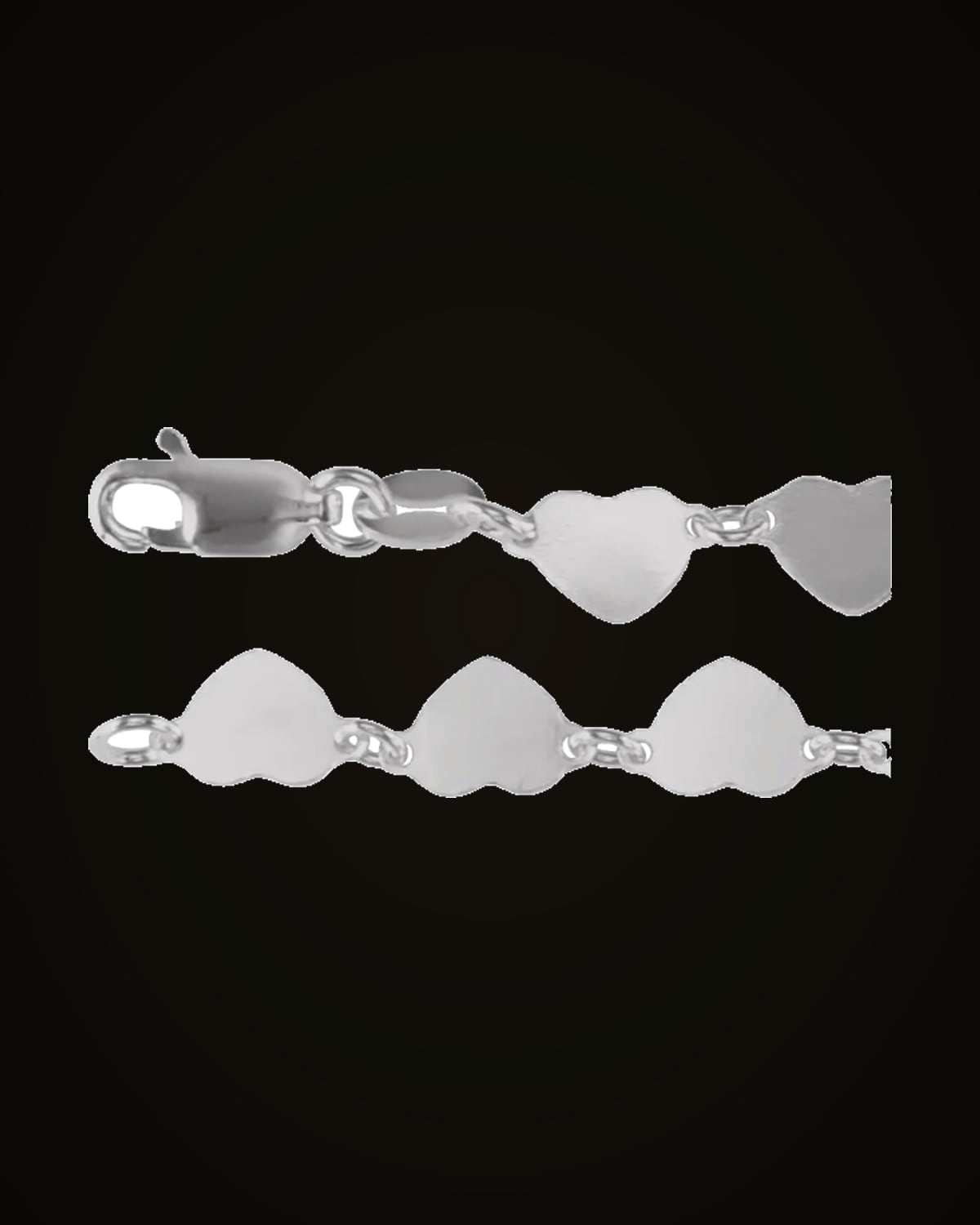 Heart Chain — Rhodium-Plated on Sterling Silver