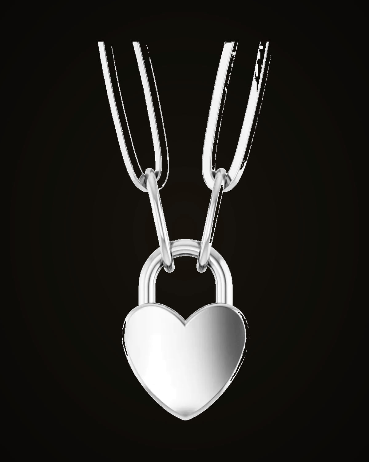 Engravable Hear Lock Necklace — Sterling Silver