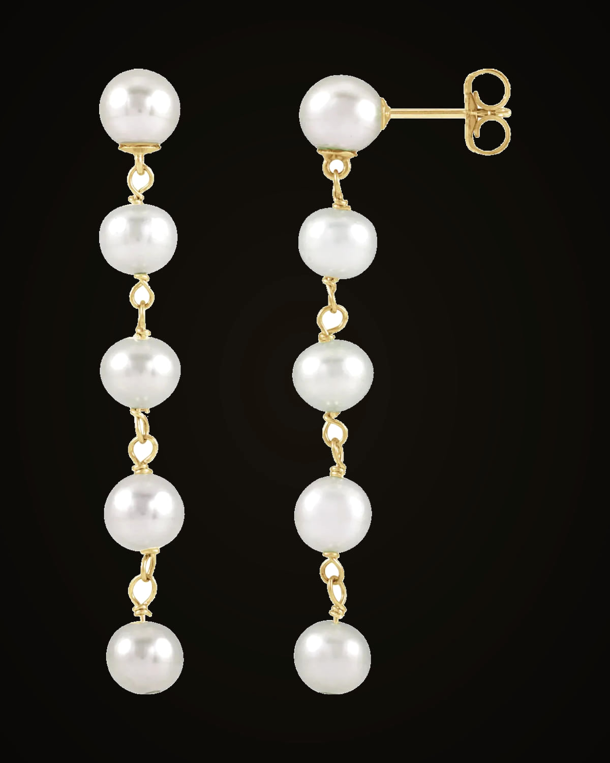 Cultured Freshwater Pearl Dangle Earrings — 14K Yellow Gold