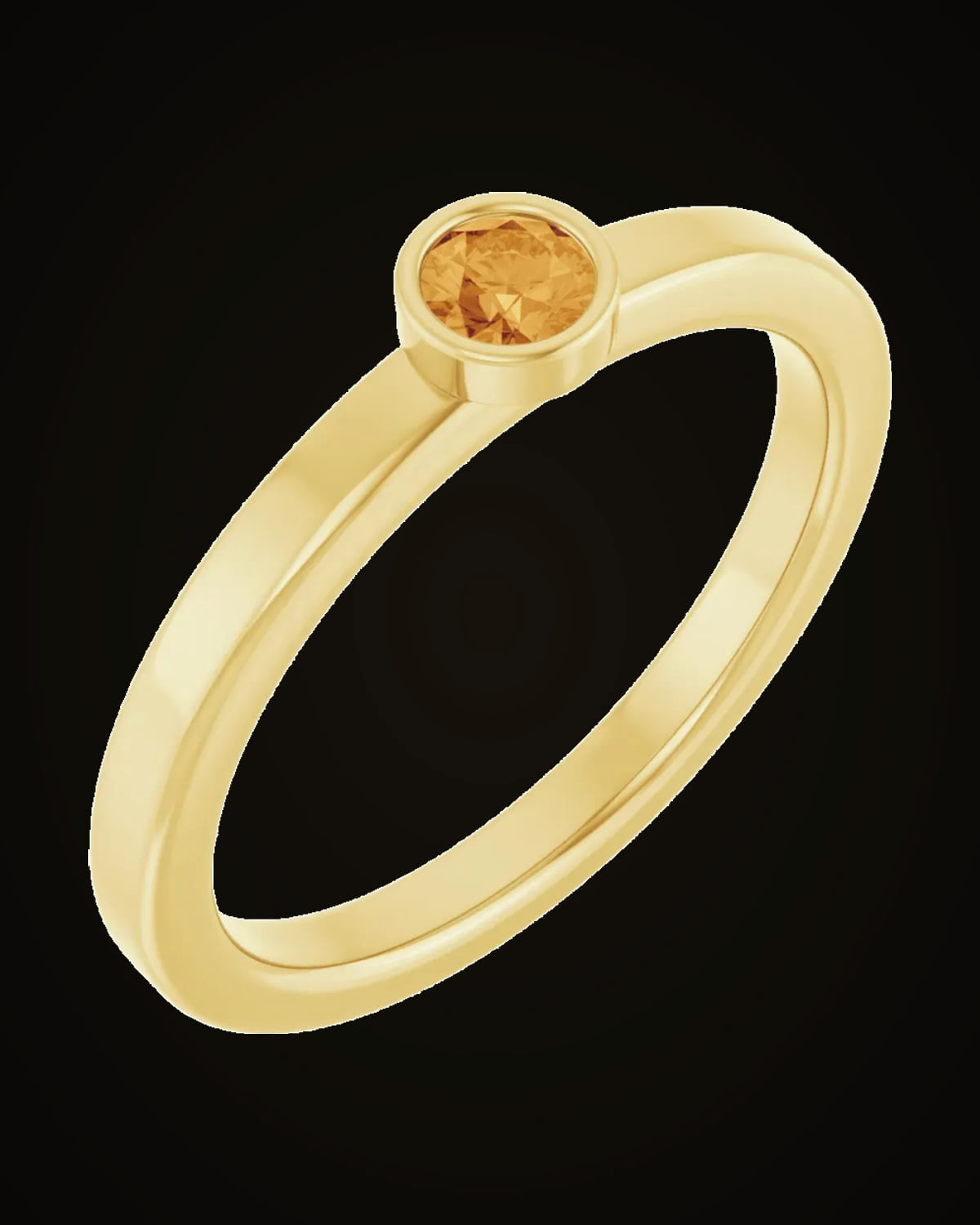 Natural Citrine Youth Bezel-Set Ring — 14K Yellow Gold · 2 mm · 3 mm