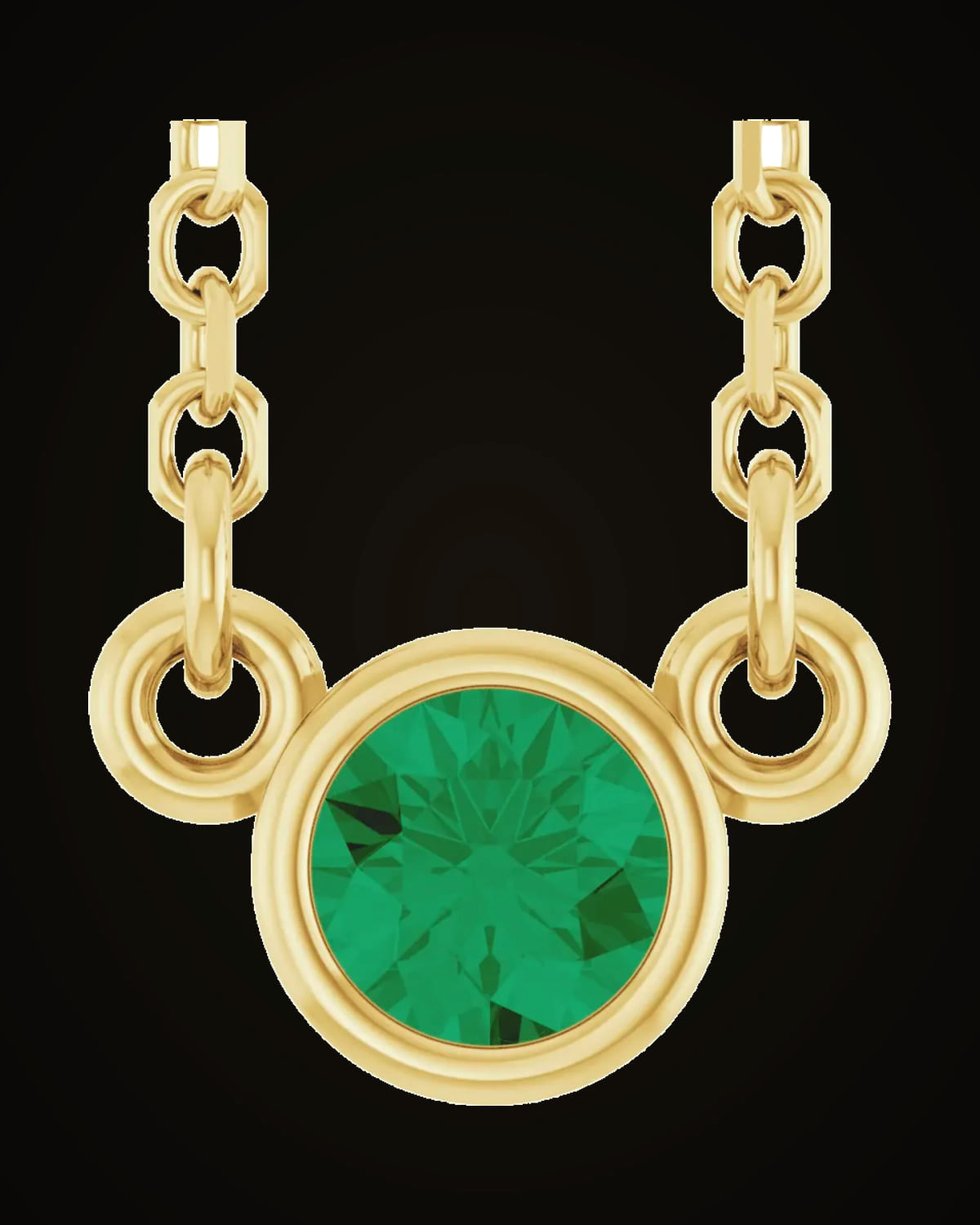 Lab-Grown Emerald Youth Birthstone Necklace — 14K Yellow Gold · 3 mm