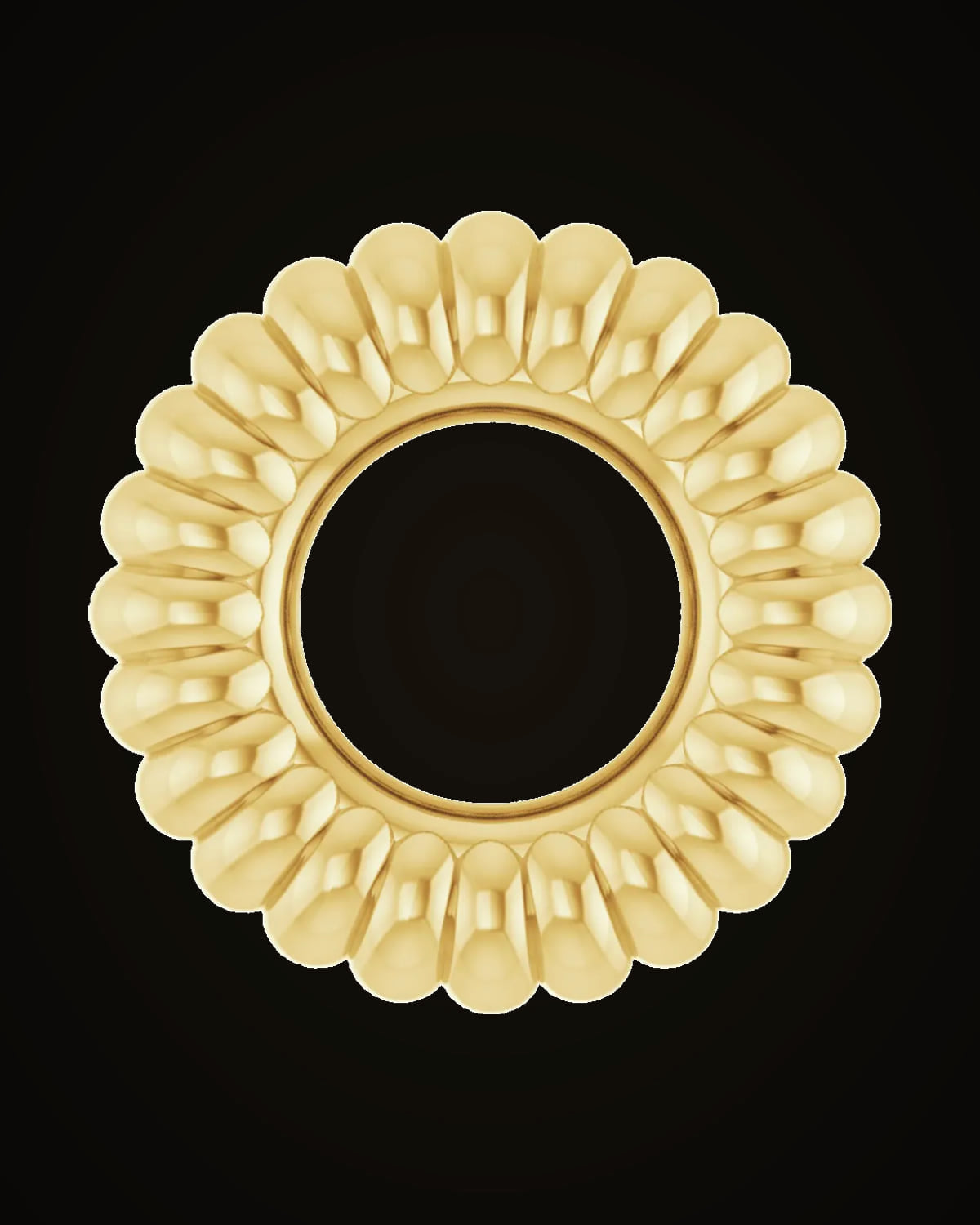 Fluted Roundel Pendant/Charm — 14K Yellow Gold