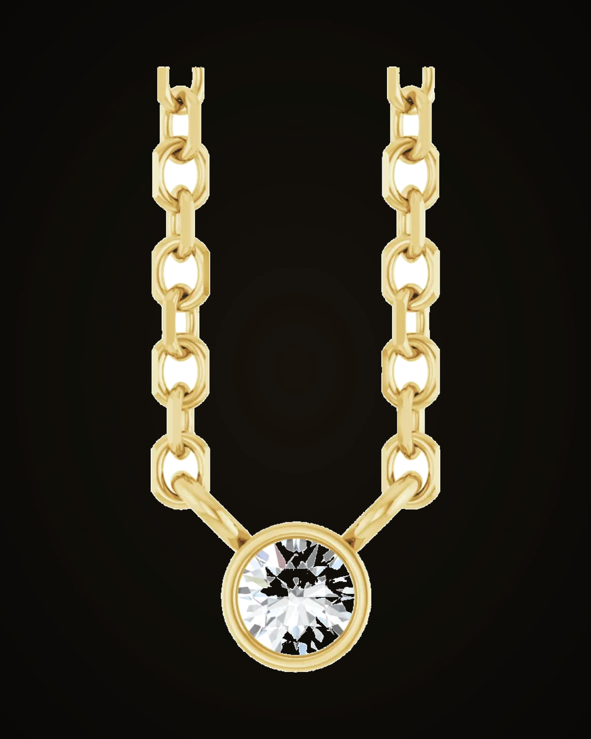 0.03 Ct Natural Diamond Bezel-Set Solitaire Necklace — 14K Yellow Gold · I1 · G-H