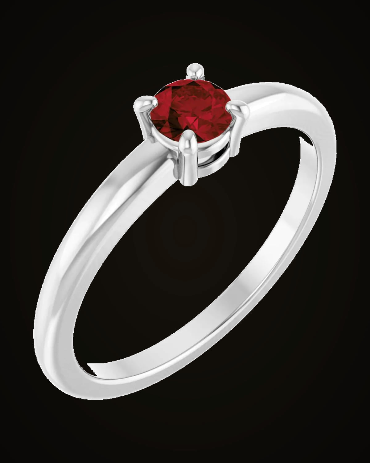 Natural Mozambique Garnet Solitaire Ring — Sterling Silver · x 4.4 · 4 mm · Natural Garnet