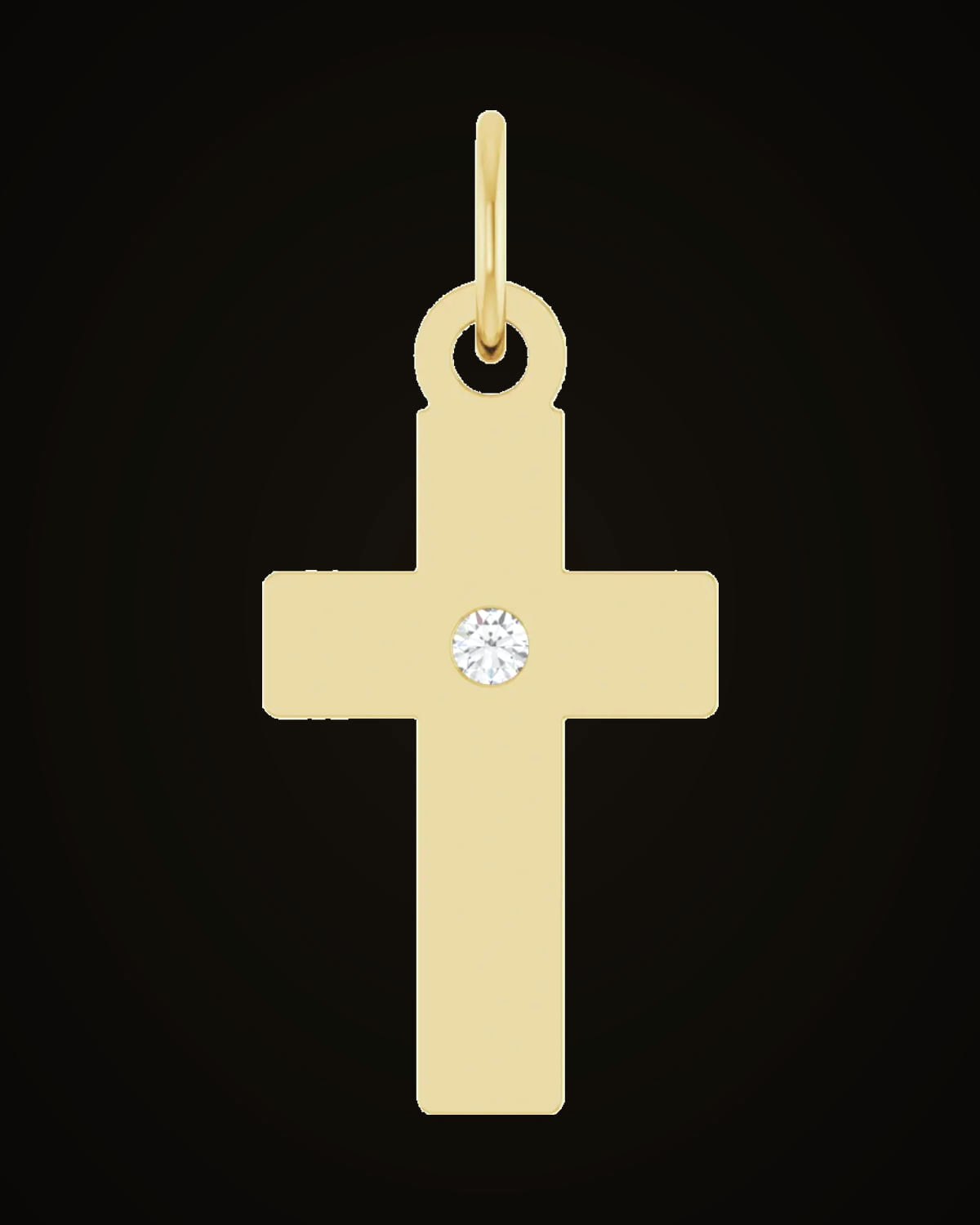 Lab-Grown Diamond Accented Cross Pendant — 14K Yellow Gold · 0.02 CT