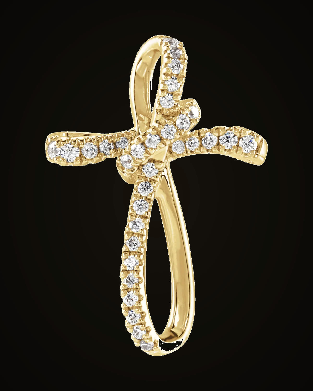 1/5 CTW Lab Grown Diamond Cross Pendant — 14K Yellow Gold