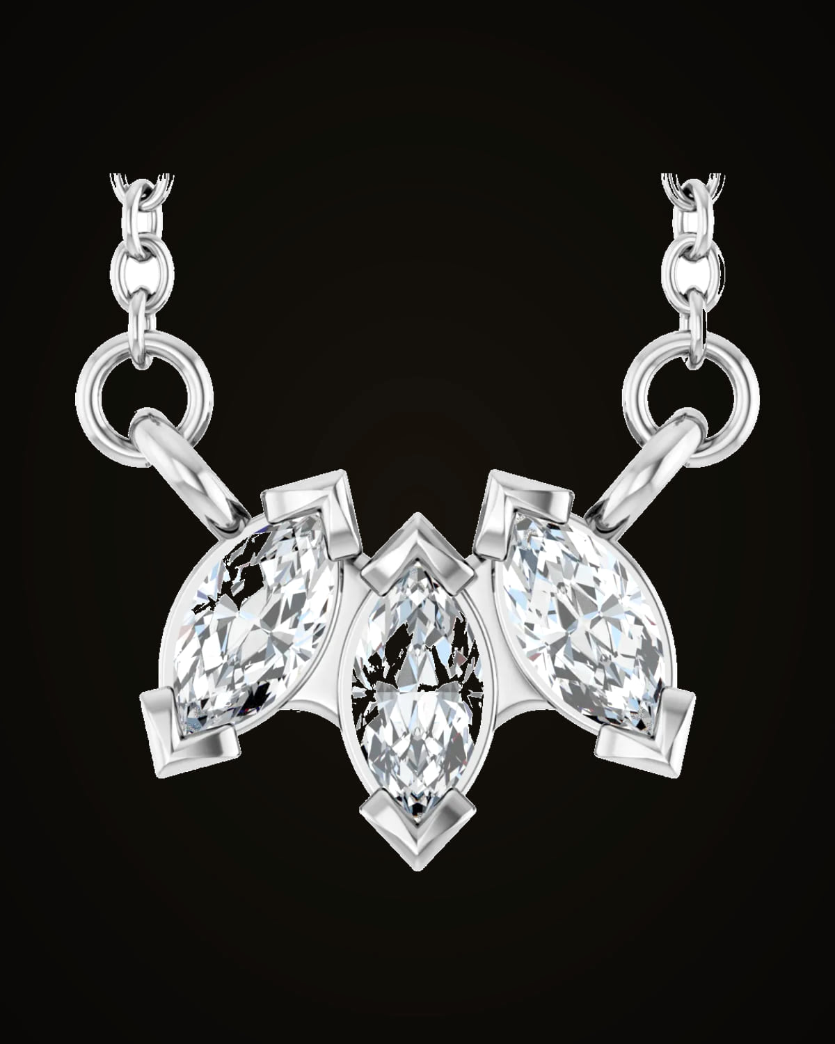 1/5 CTW Lab-Grown Diamond Three-Stone Necklace — Rhodium-Plated on 14K White Gold · VS · F-G