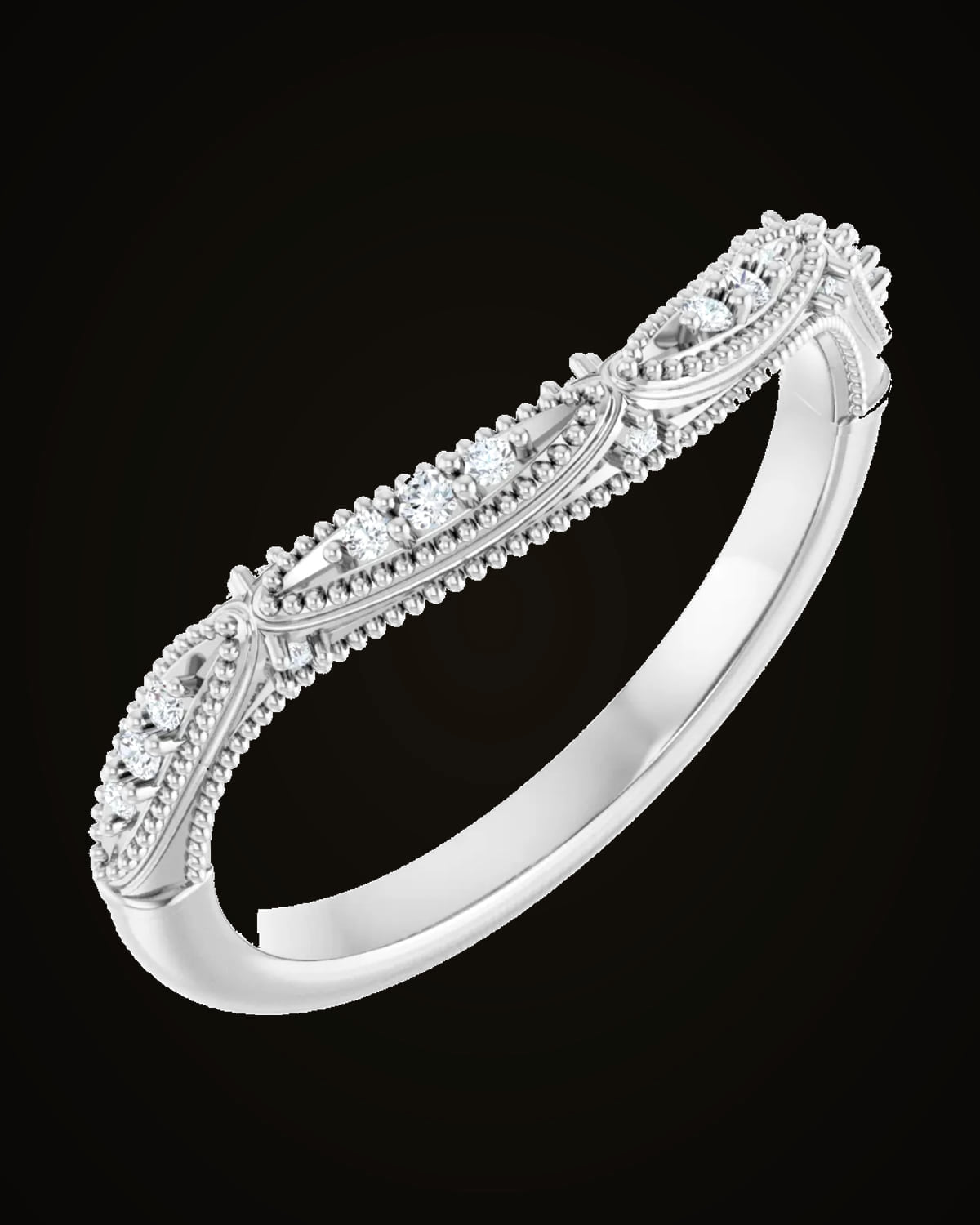 0.07 CTW Lab-Grown Diamond Contour Band — Rhodium-Plated on 14K White Gold · 2.2 mm · VS · F+
