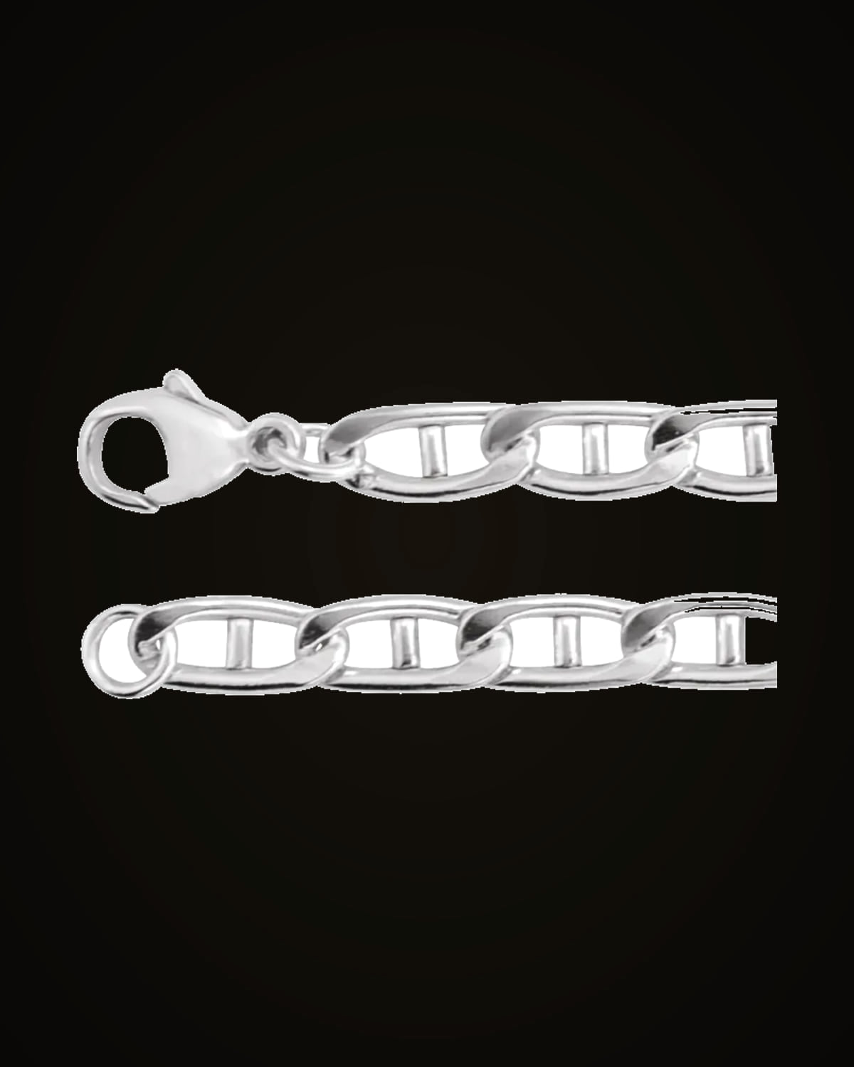 Flat Anchor Link Chain — Rhodium-Plated on Sterling Silver