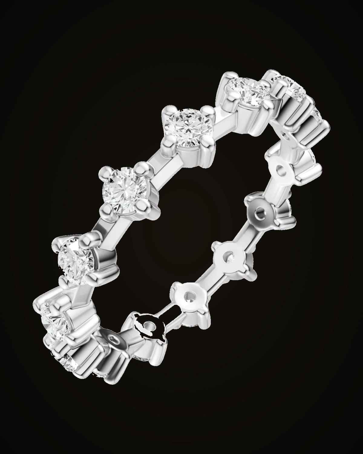 1 CTW Lab-Grown Diamond Eternity Band — Rhodium-Plated on 14K White Gold · 3.7 mm · VS · F+ · Size 7