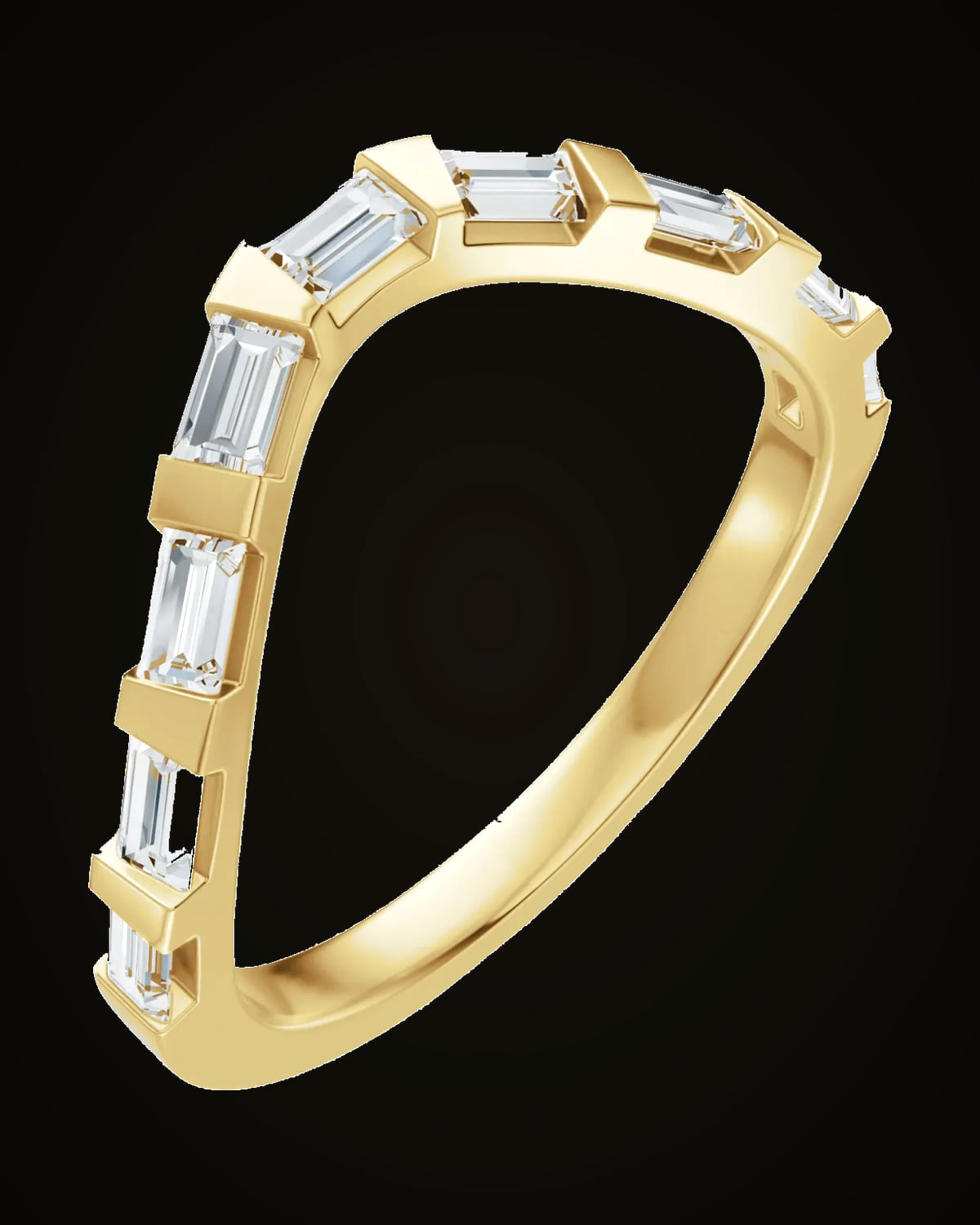 3/8 CTW Lab-Grown Diamond Contour Band — 14K Yellow Gold · 2 mm · VS · F+