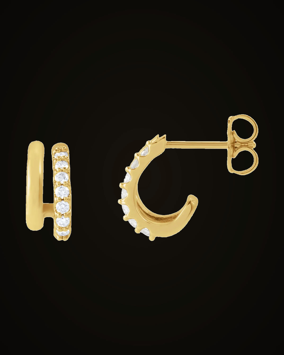 Lab-Grown Diamond Faux Stacked Hoops — 14K Yellow Gold · 1.5 mm · VS