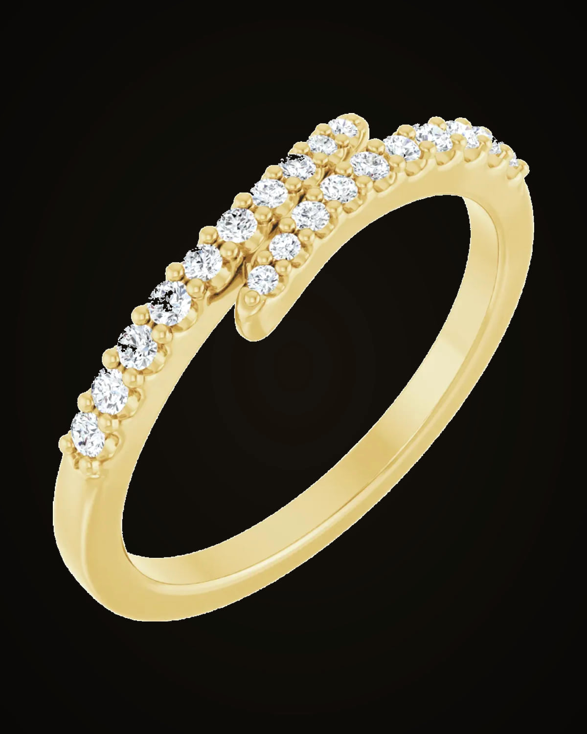 1/5 CTW Lab-Grown Diamond Bypass Ring — 14K Yellow Gold · 1.8 mm · VS · F+