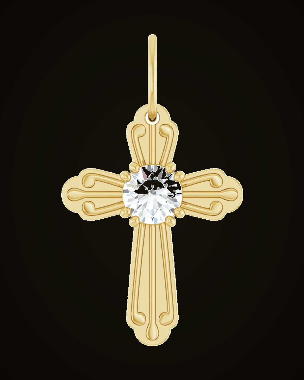 1/4 Ct Round Lab-Grown Diamond Cross Pendant — 14K Yellow Gold