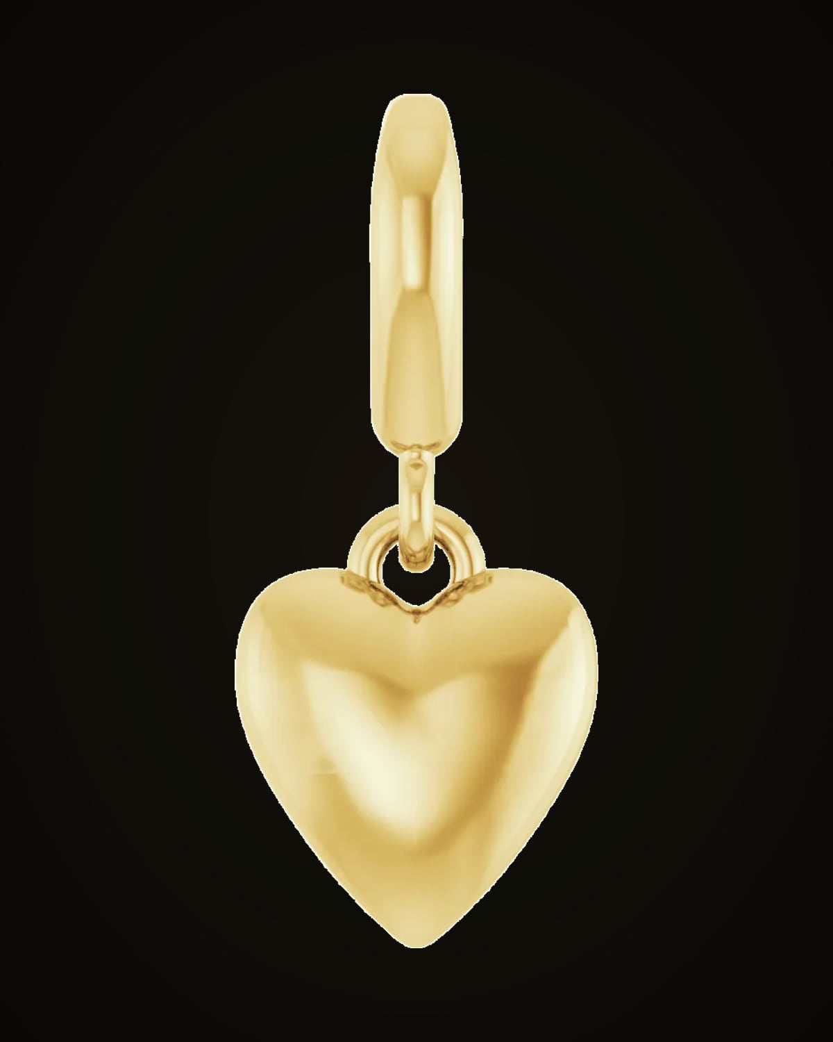 Puffed Heart Charm/Pendant — 14K Yellow Gold
