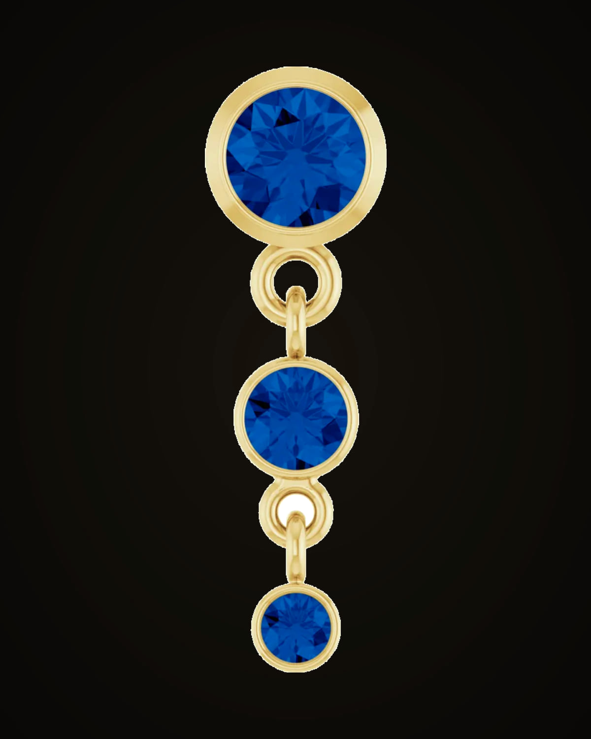 Lab-Grown Blue Sapphire Slide Pendant — 14K Yellow Gold · 4 mm