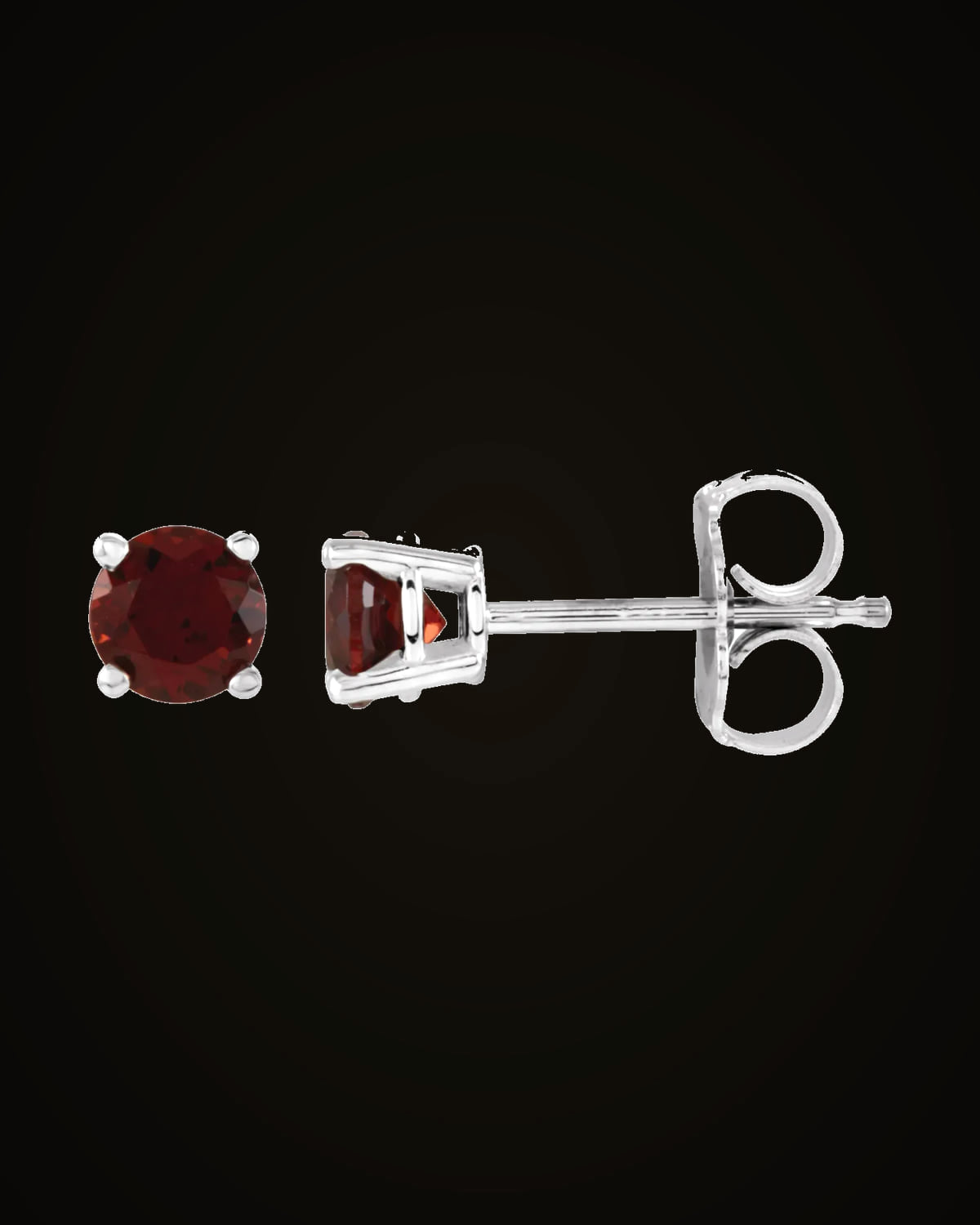 Natural Mozambique Garnet Stud Earrings — Sterling Silver · 4 mm