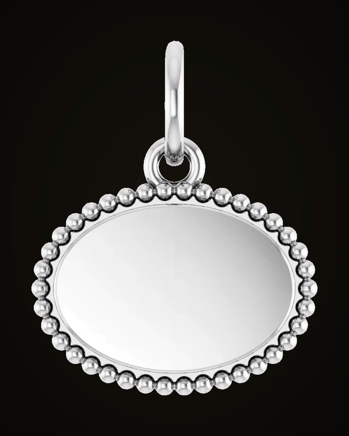 Beaded Engravable Pendant — Sterling Silver