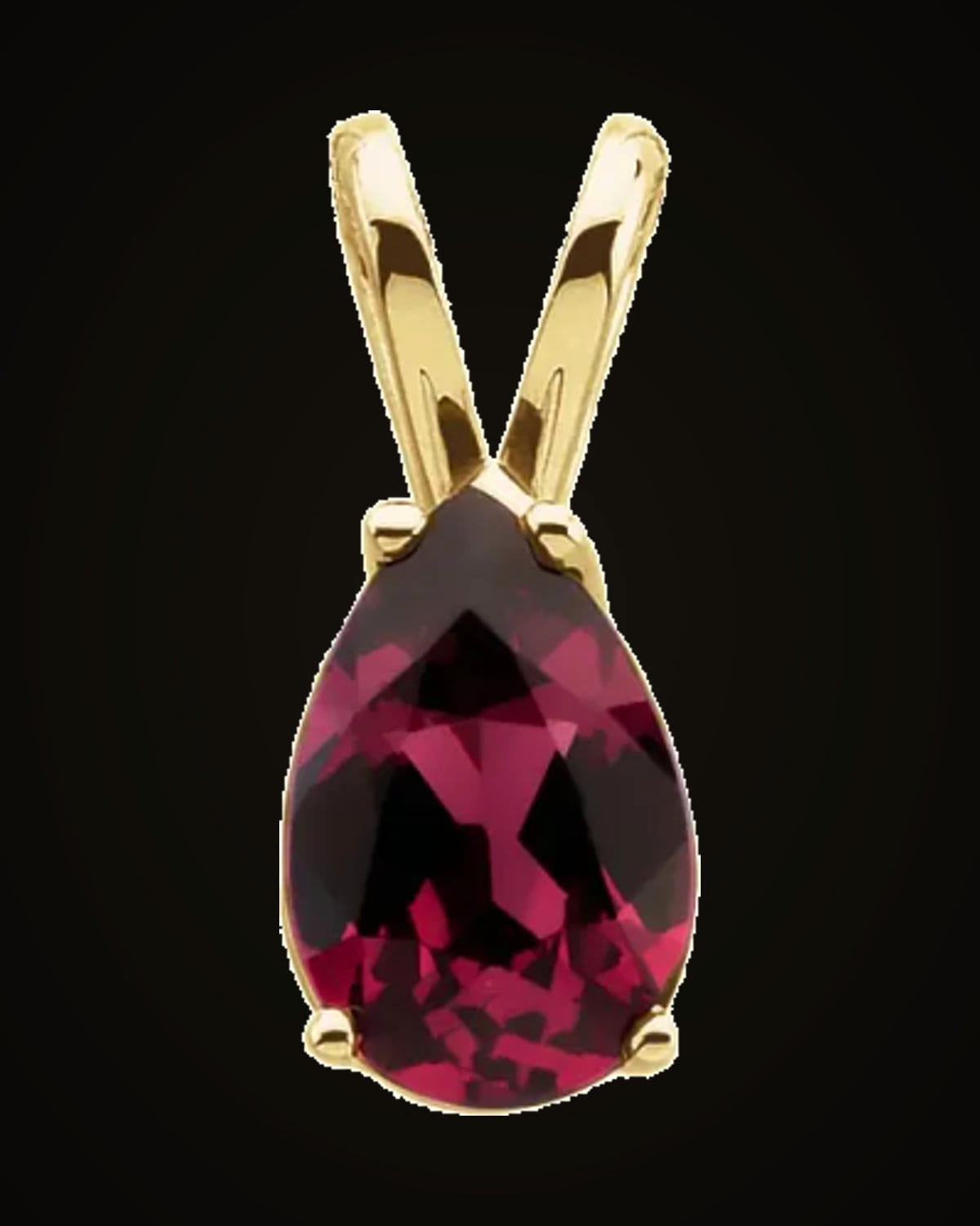Natural Rhodolite Garnet Pendant — 14K Yellow Gold · 8 x 5 mm
