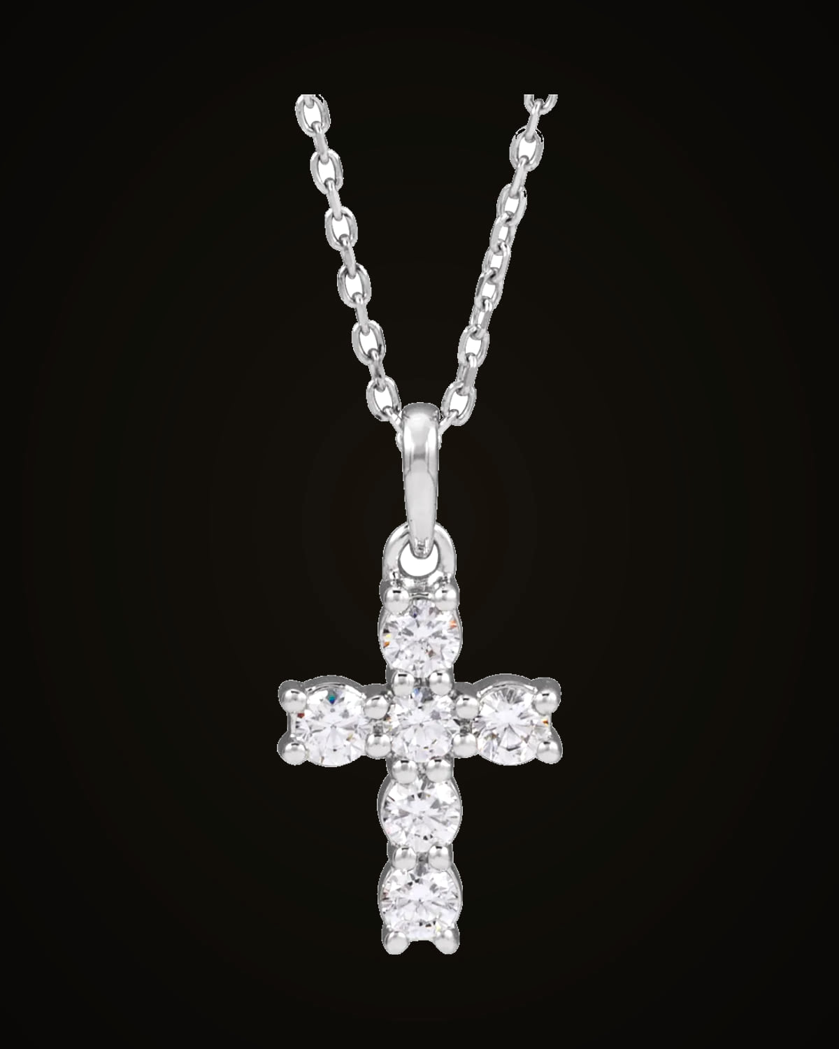 1/3 CTW Lab-Grown Diamond Cross Necklace — Sterling Silver · SI1-SI2 · G-H