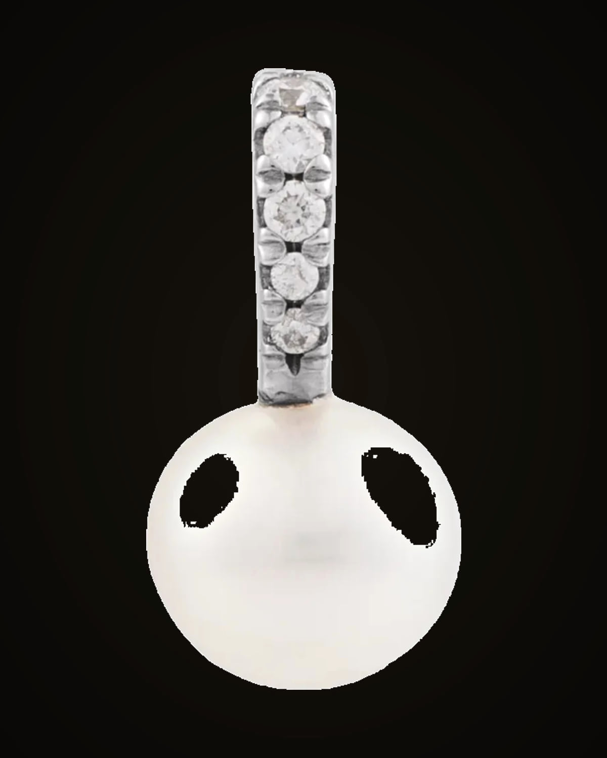 Cultured Freshwater Pearl And 0.025 CTW Natural Diamond Pendant — Rhodium-Plated on 14K White Gold