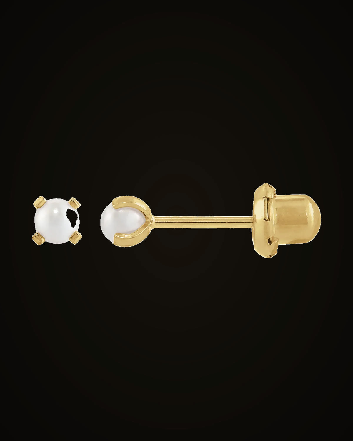 Inverness Imitation Cream Pearl Piercing Earrings — 14K Yellow Gold · 3 mm